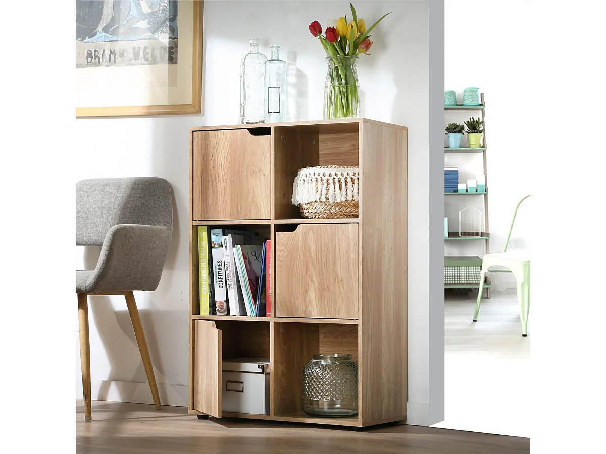 Meuble à 6 cases avec trois portes - Modu