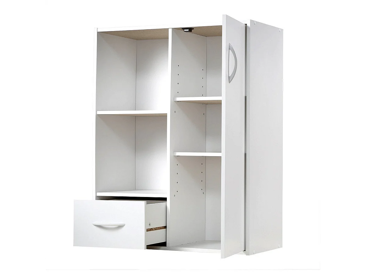 Etagère de rangement 2 casiers avec 1 tiroir et 1 placard - L61,5 cm