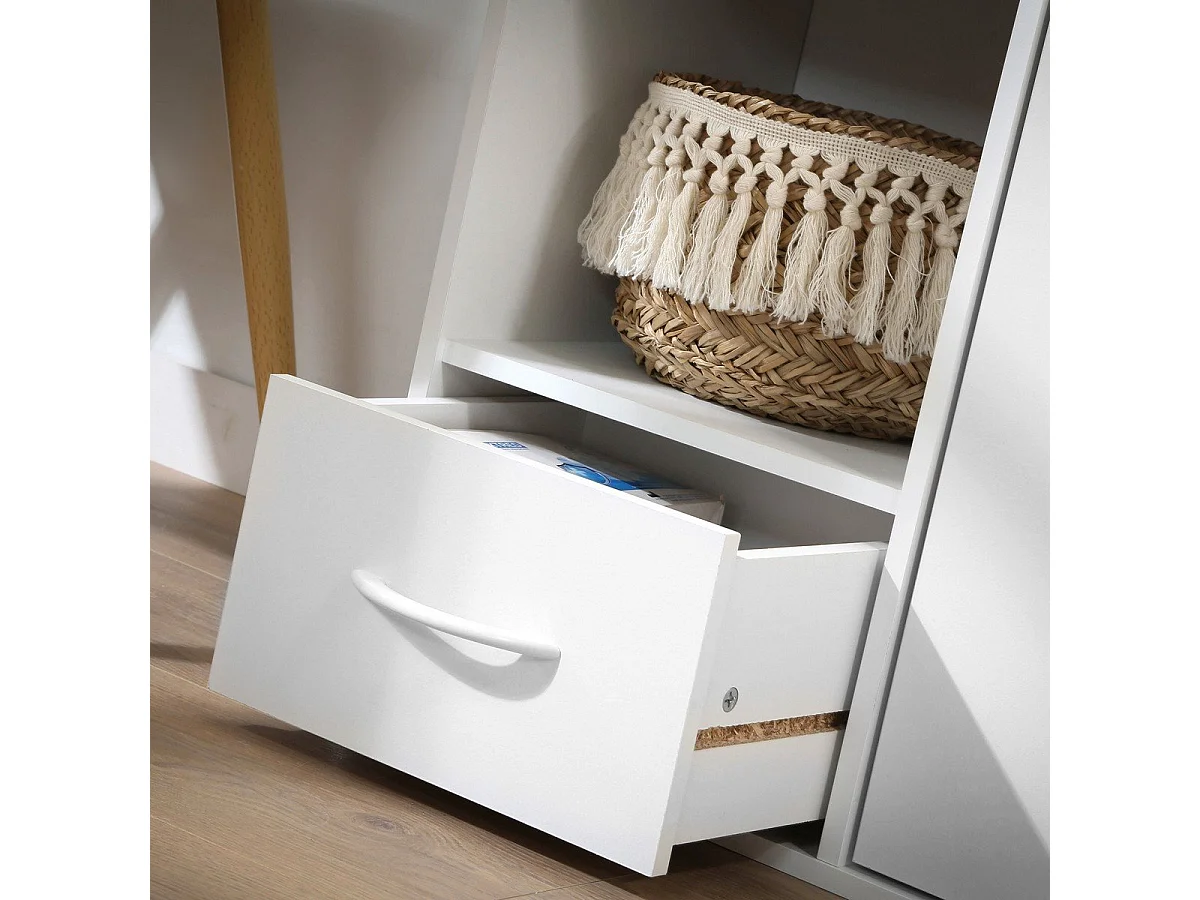 Etagère de rangement 2 casiers avec 1 tiroir et 1 placard - L61,5 cm