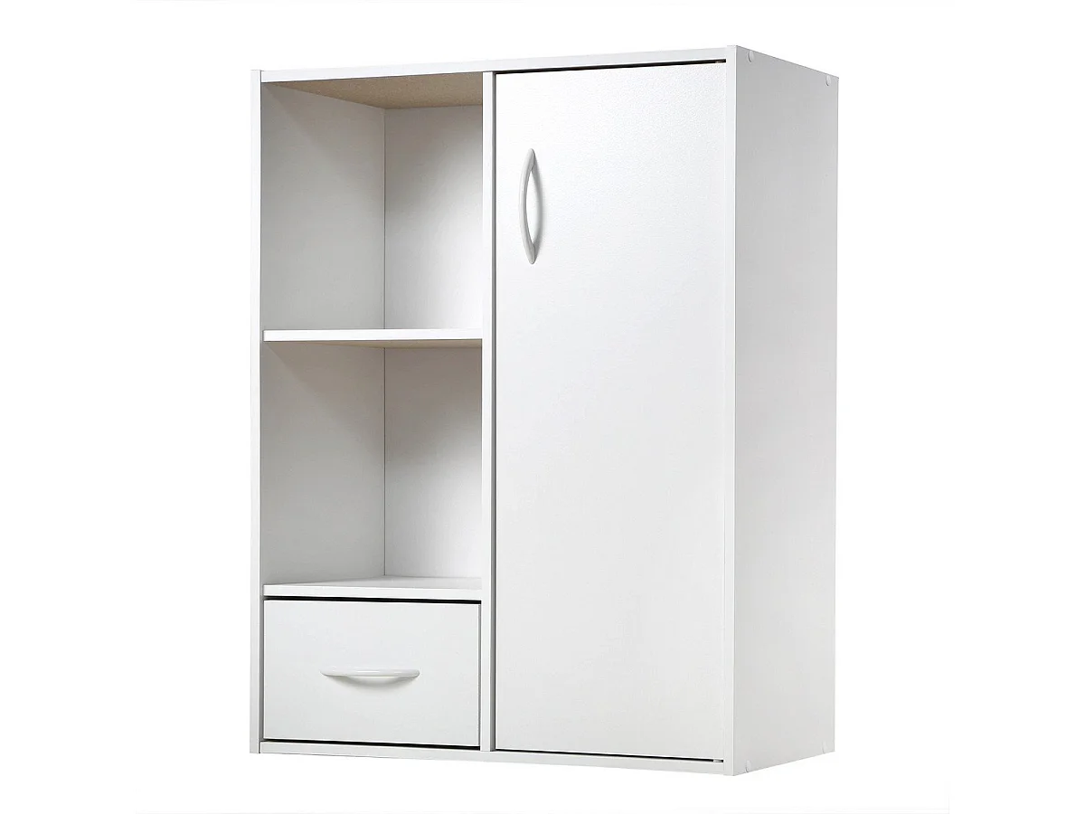 Etagère de rangement 2 casiers avec 1 tiroir et 1 placard - L61,5 cm