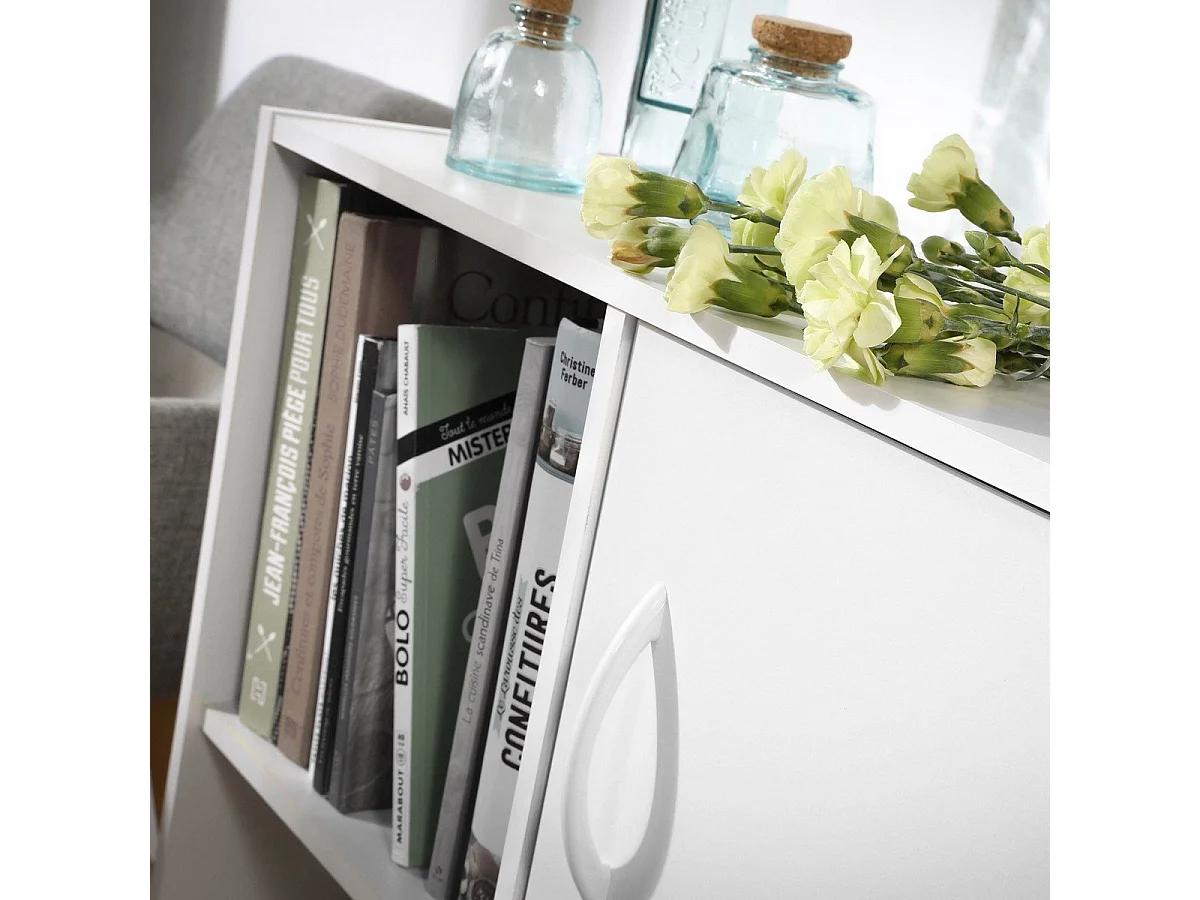 Etagère de rangement 2 casiers avec 1 tiroir et 1 placard - L61,5 cm