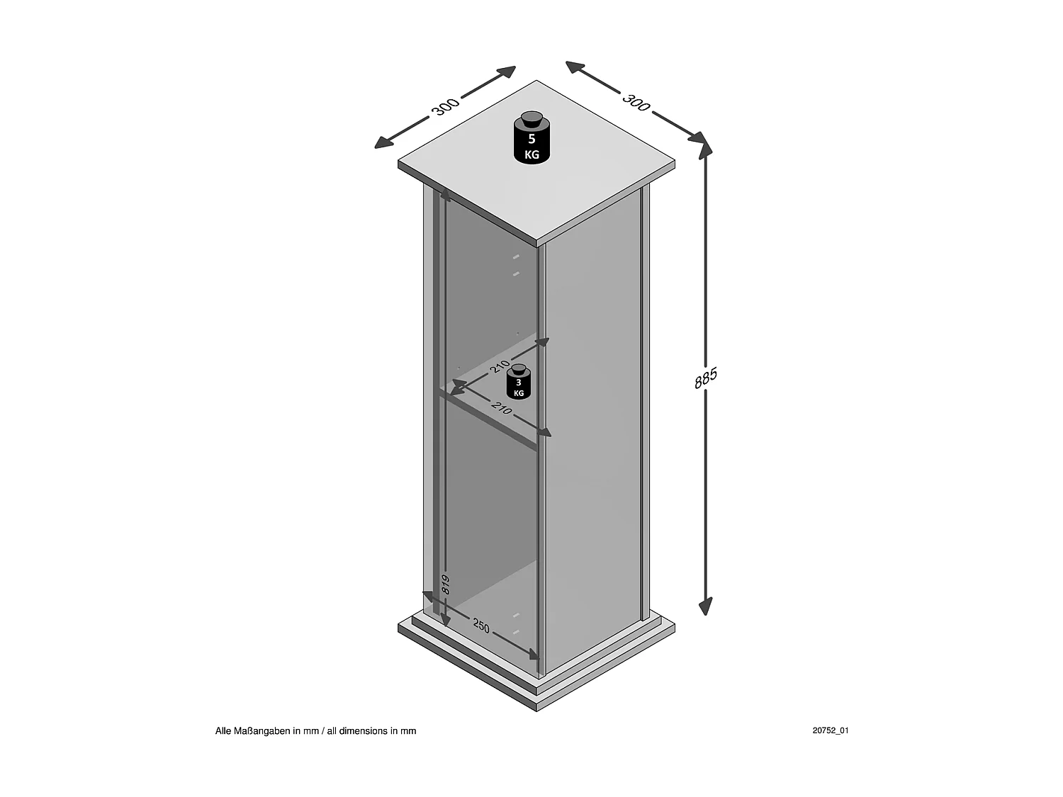 Colonne de Rangement 1 Porte H88,5 cm - Essex
