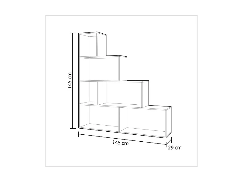 Étagère escalier 6 cases Klum - H145 cm