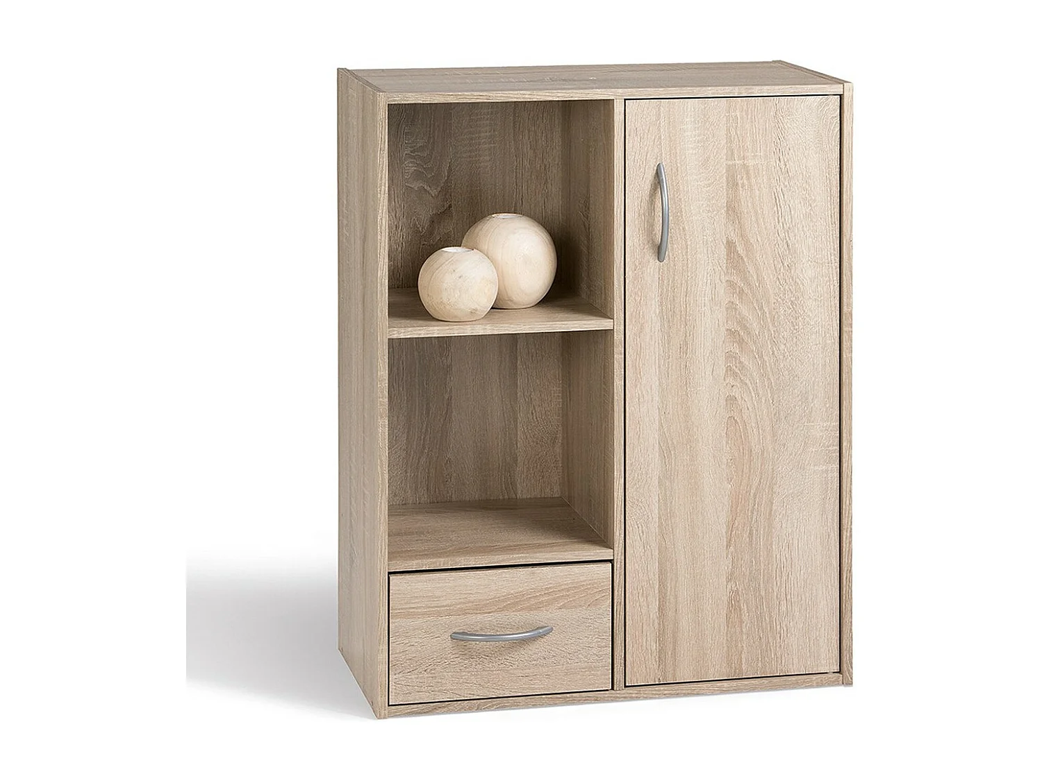 Etagère de rangement 2 casiers avec 1 tiroir et 1 placard - L61,5 cm