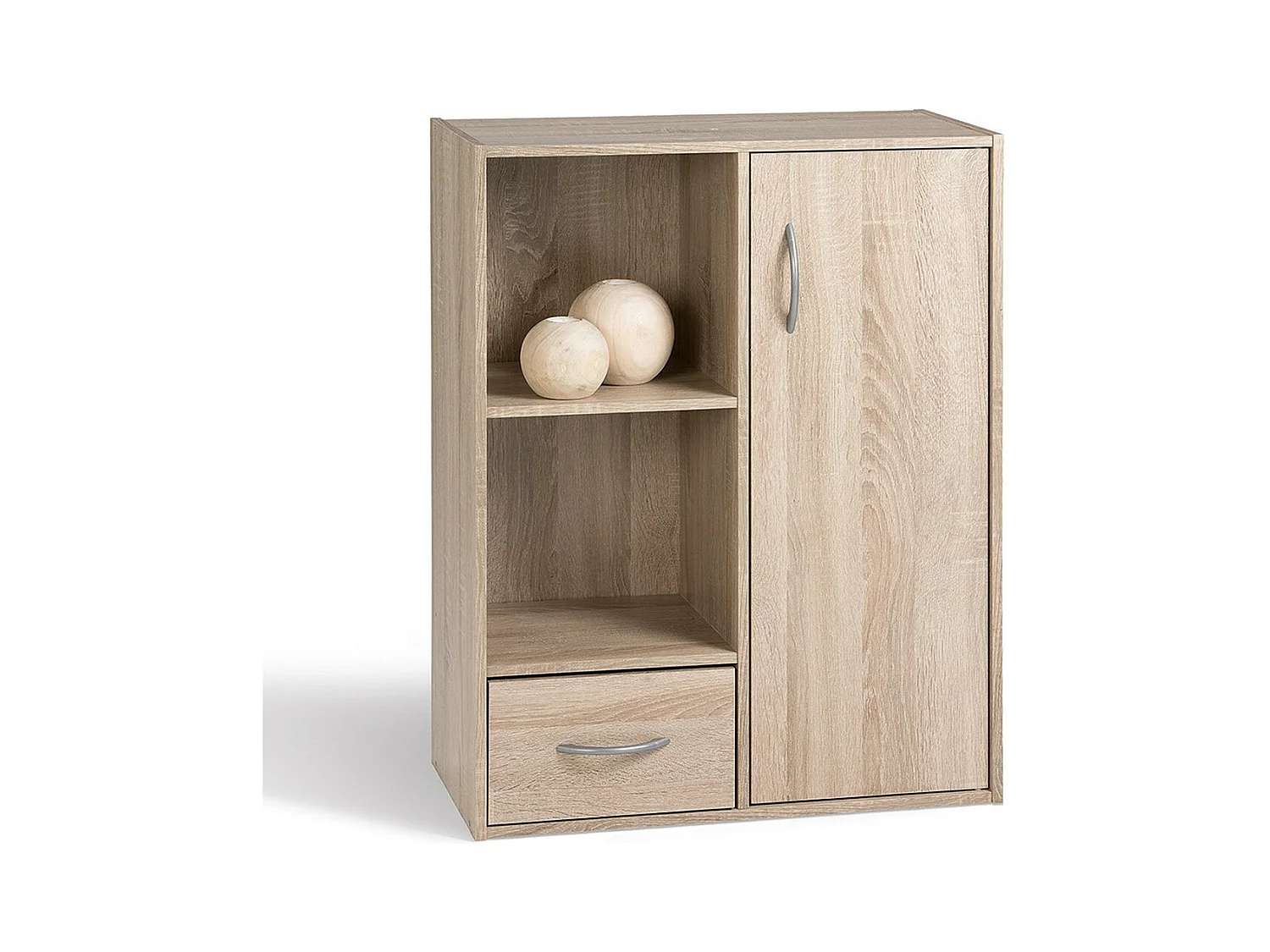 Etagère de rangement 2 casiers avec 1 tiroir et 1 placard - L61,5 cm