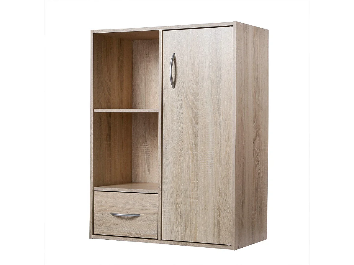 Etagère de rangement 2 casiers avec 1 tiroir et 1 placard - L61,5 cm