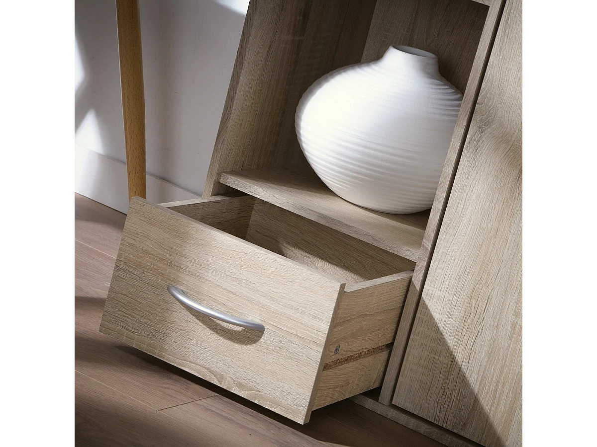Etagère de rangement 2 casiers avec 1 tiroir et 1 placard - L61,5 cm