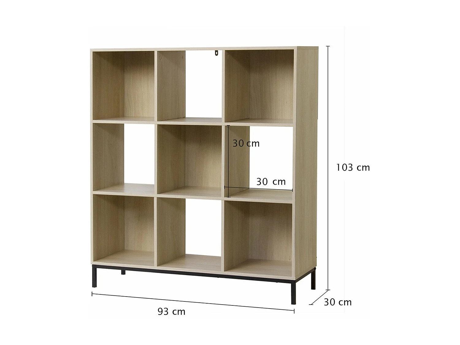 Etagère de rangement 9 cases avec pieds métal