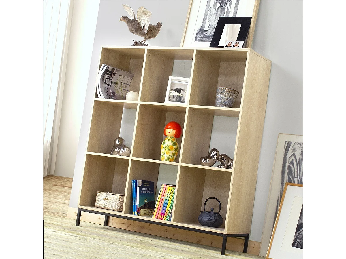 Opbergplank met 9 vakken en metalen voetjes