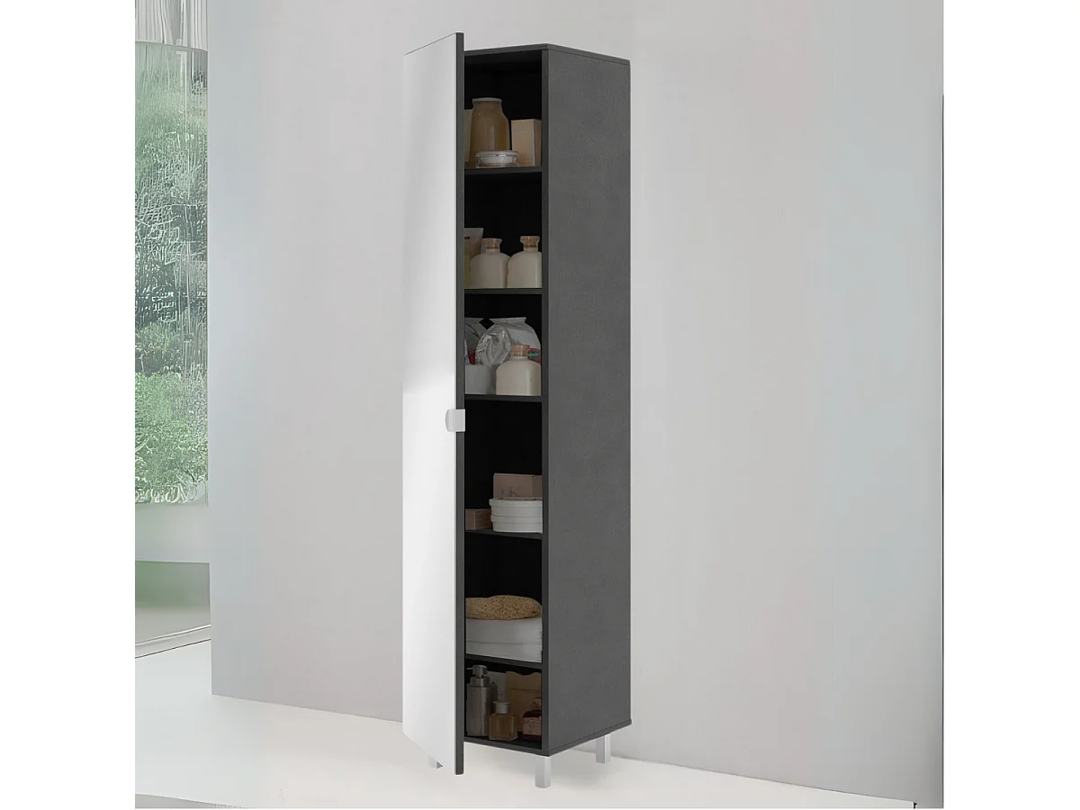 Aufbewahrungssäule mit Spiegelhalter und 5 Regalböden - Tarragona