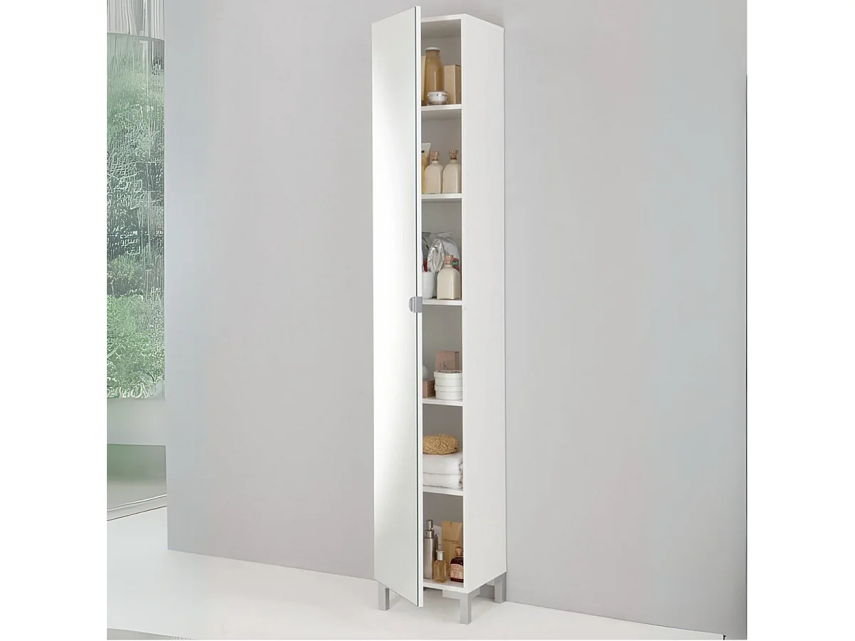 Colonne de Rangement avec Porte Miroir et 5 Étagères - Tarragona