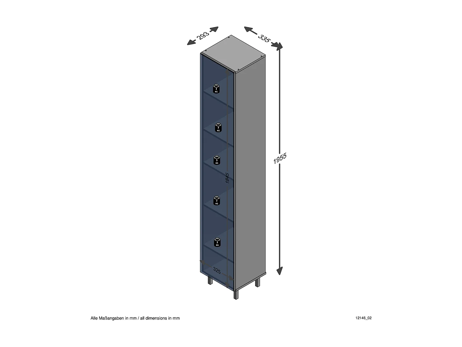 Colonne de Rangement avec Porte Miroir et 5 Étagères - Tarragona