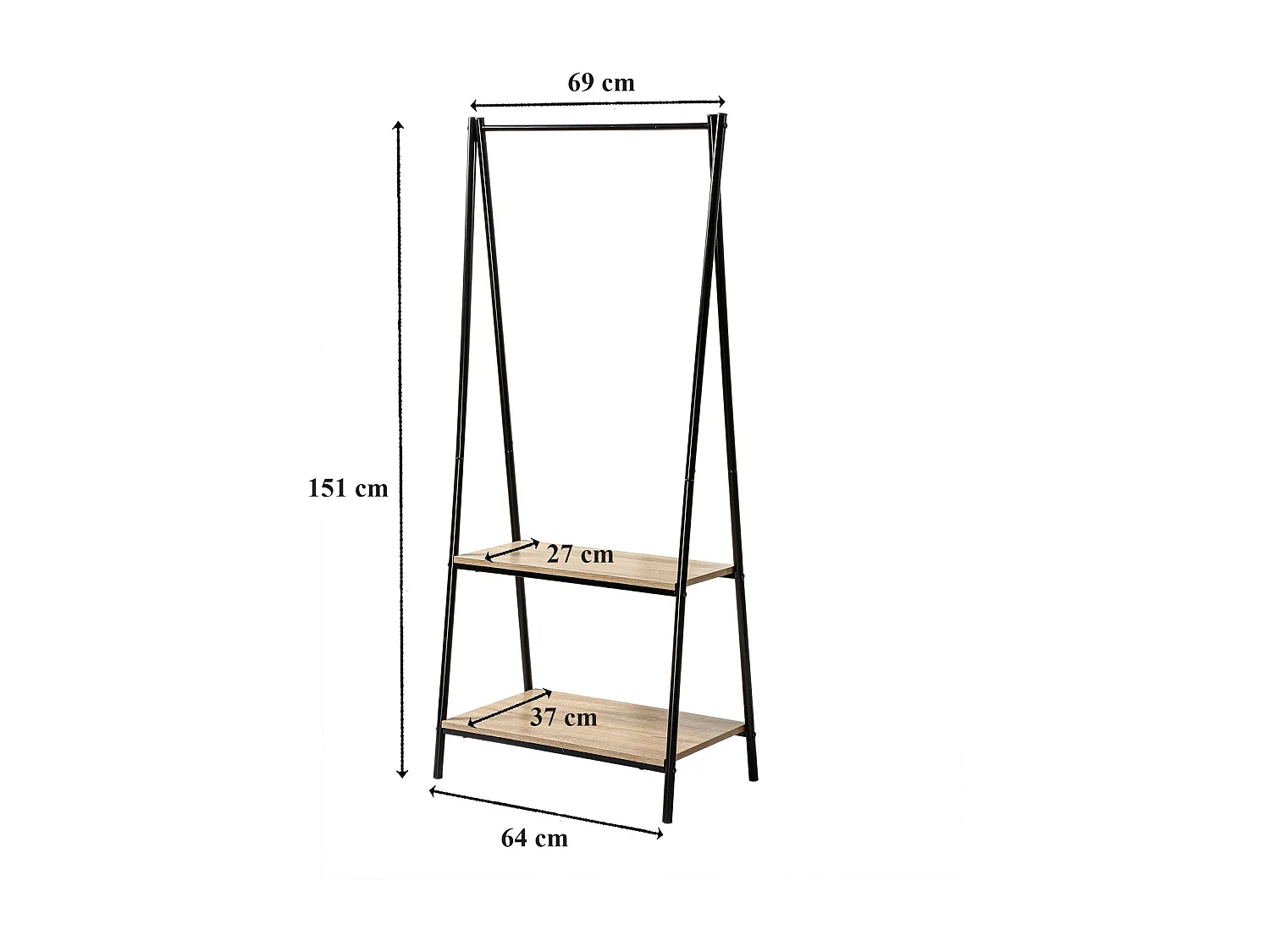 Gardorenständer mit 2 Regalen im Industrial-Stil