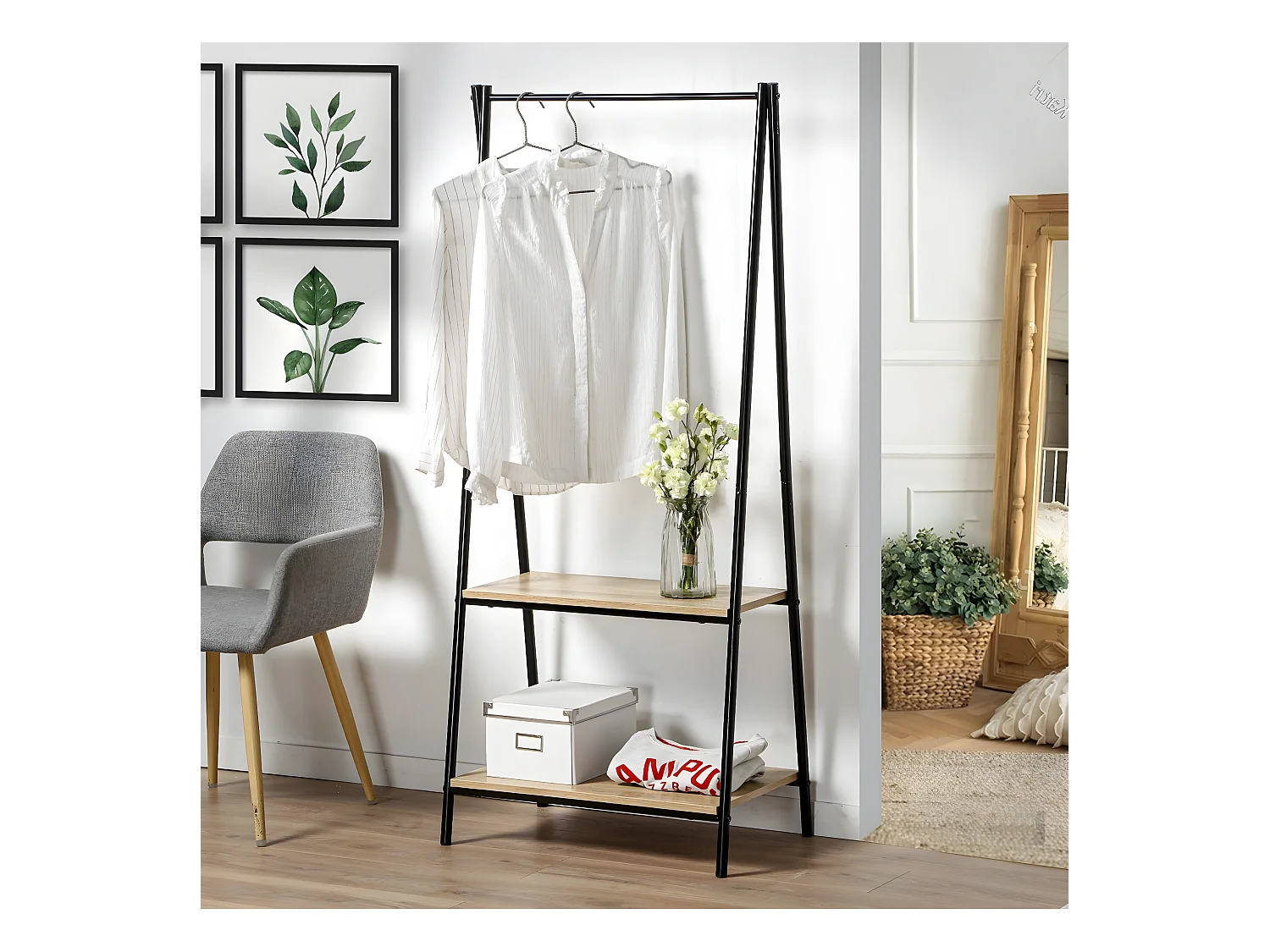 Portant 2 Étagères Style Industriel