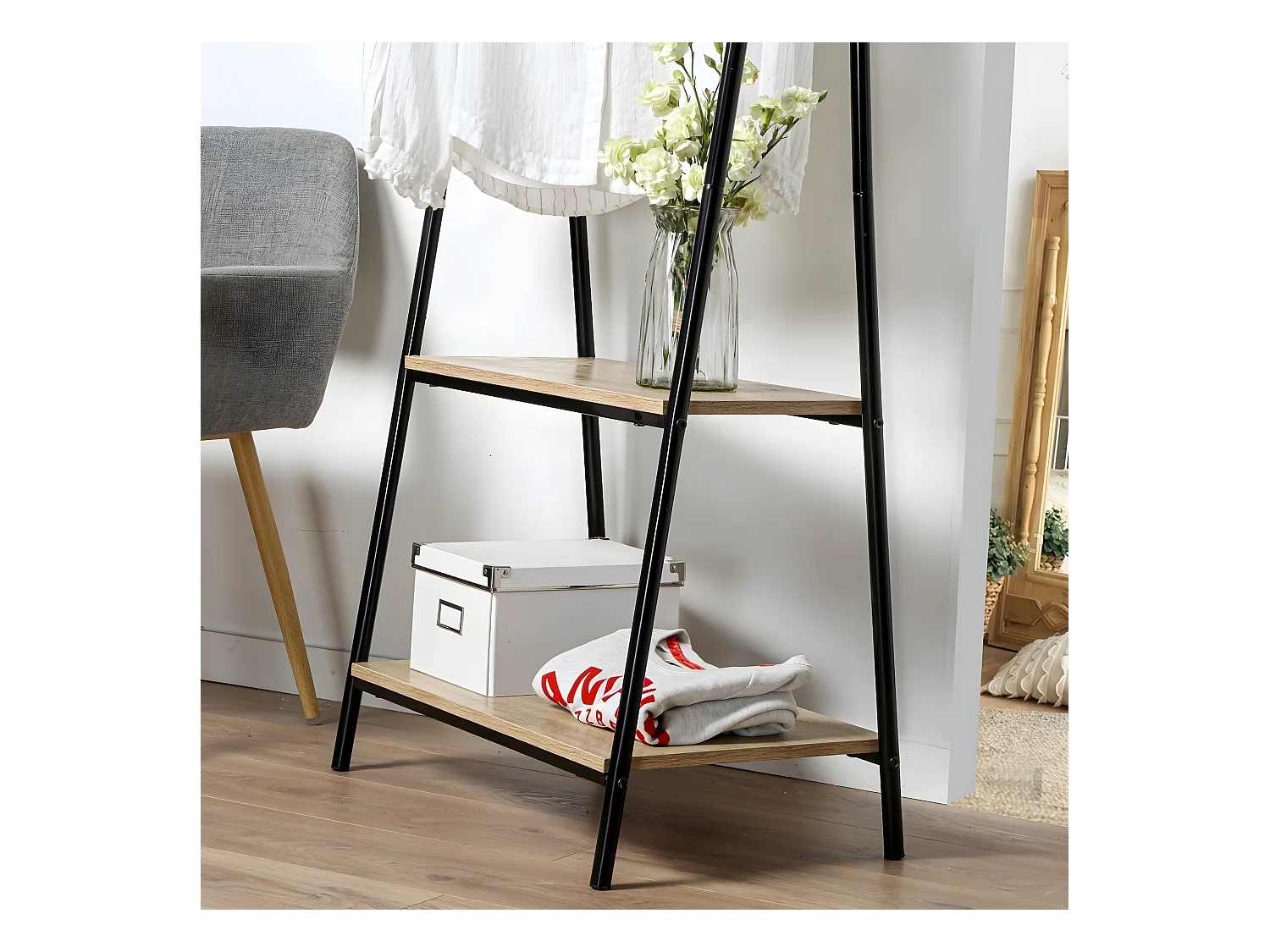 Portant 2 Étagères Style Industriel