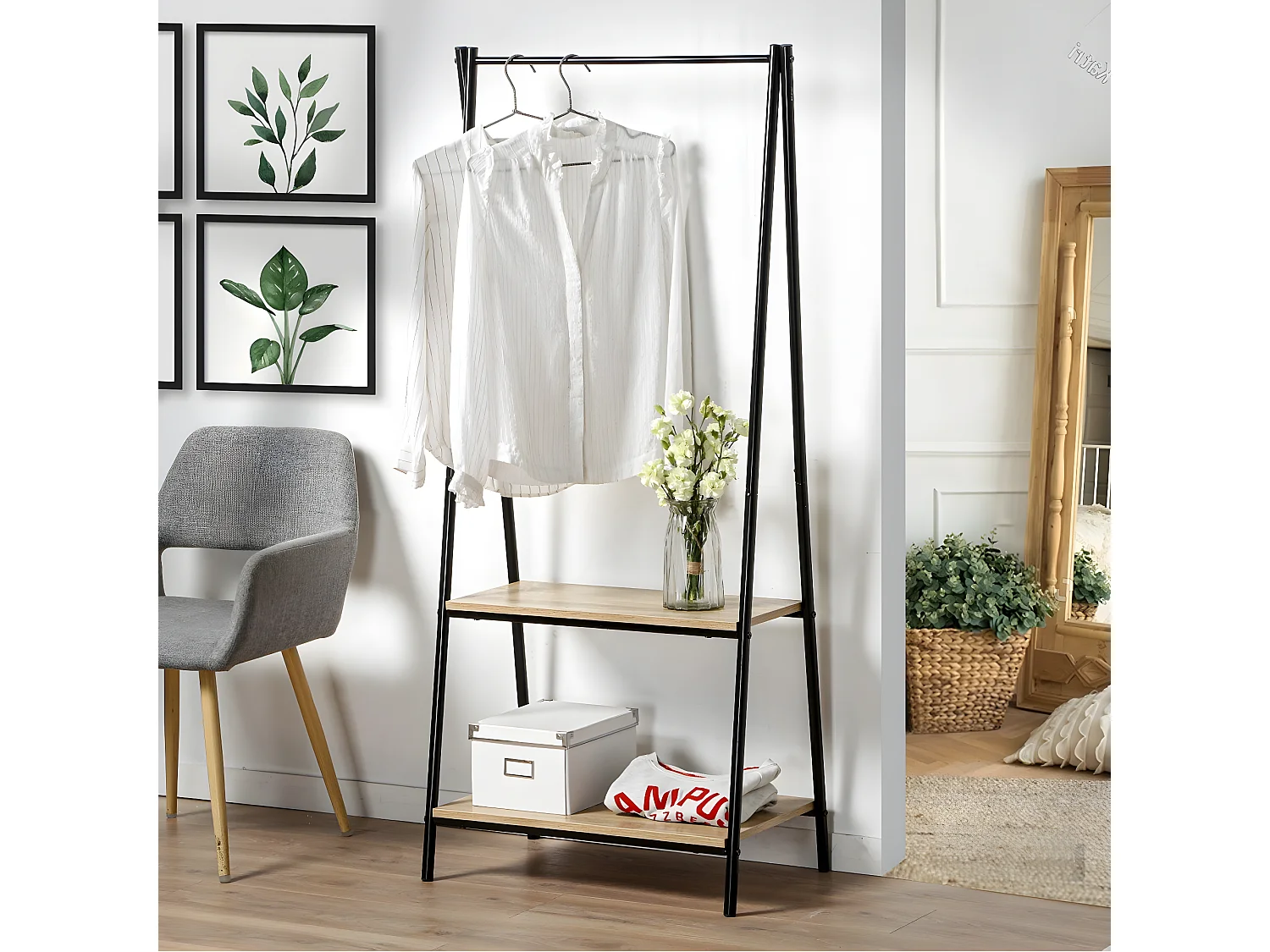 Appendiabiti 2 mensole stile industriale