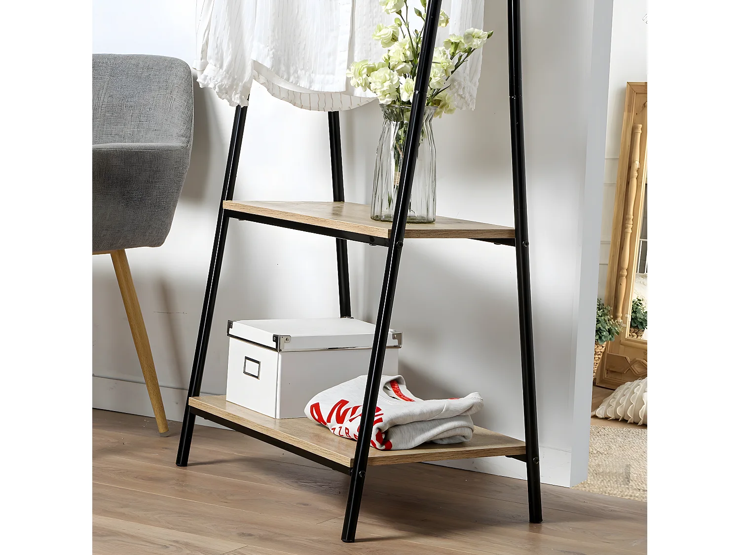 Appendiabiti 2 mensole stile industriale