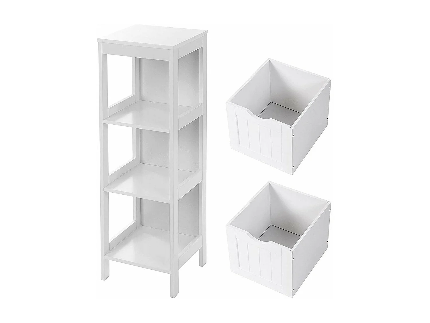 Rangement de Salle de Bain 2 Tiroirs L89 cm - Blanc