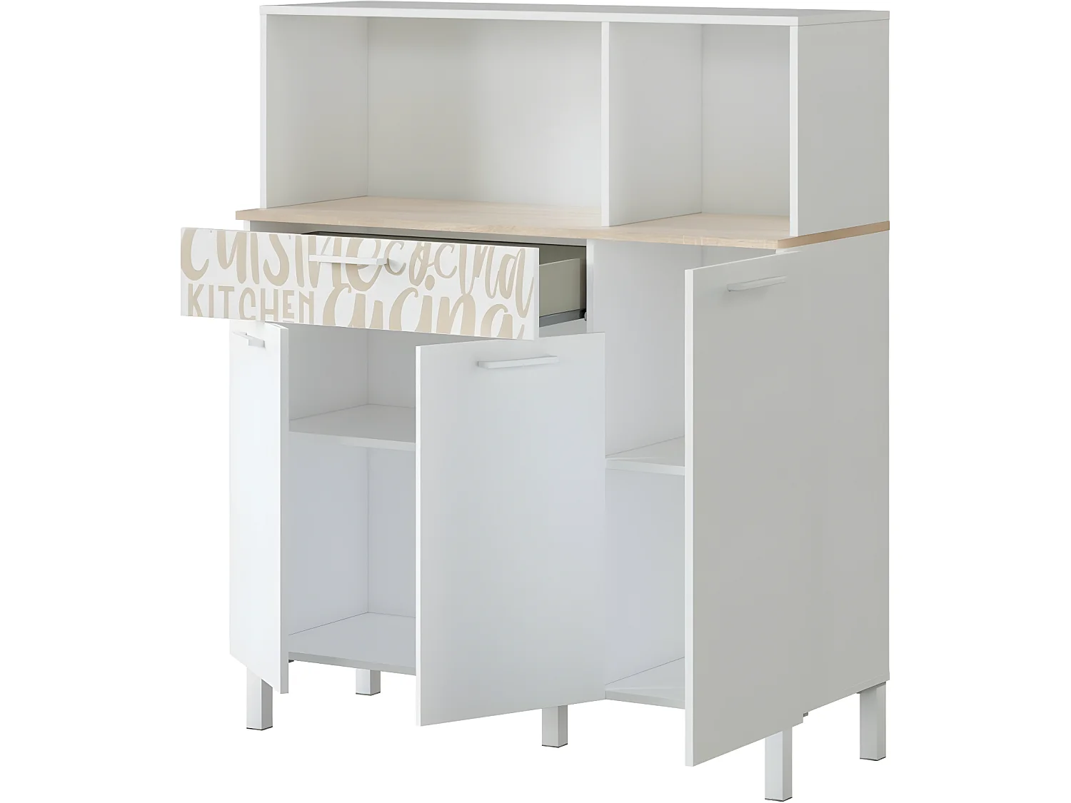 Buffet de cuisine 3 portes et 1 tiroir L108 x H126 cm