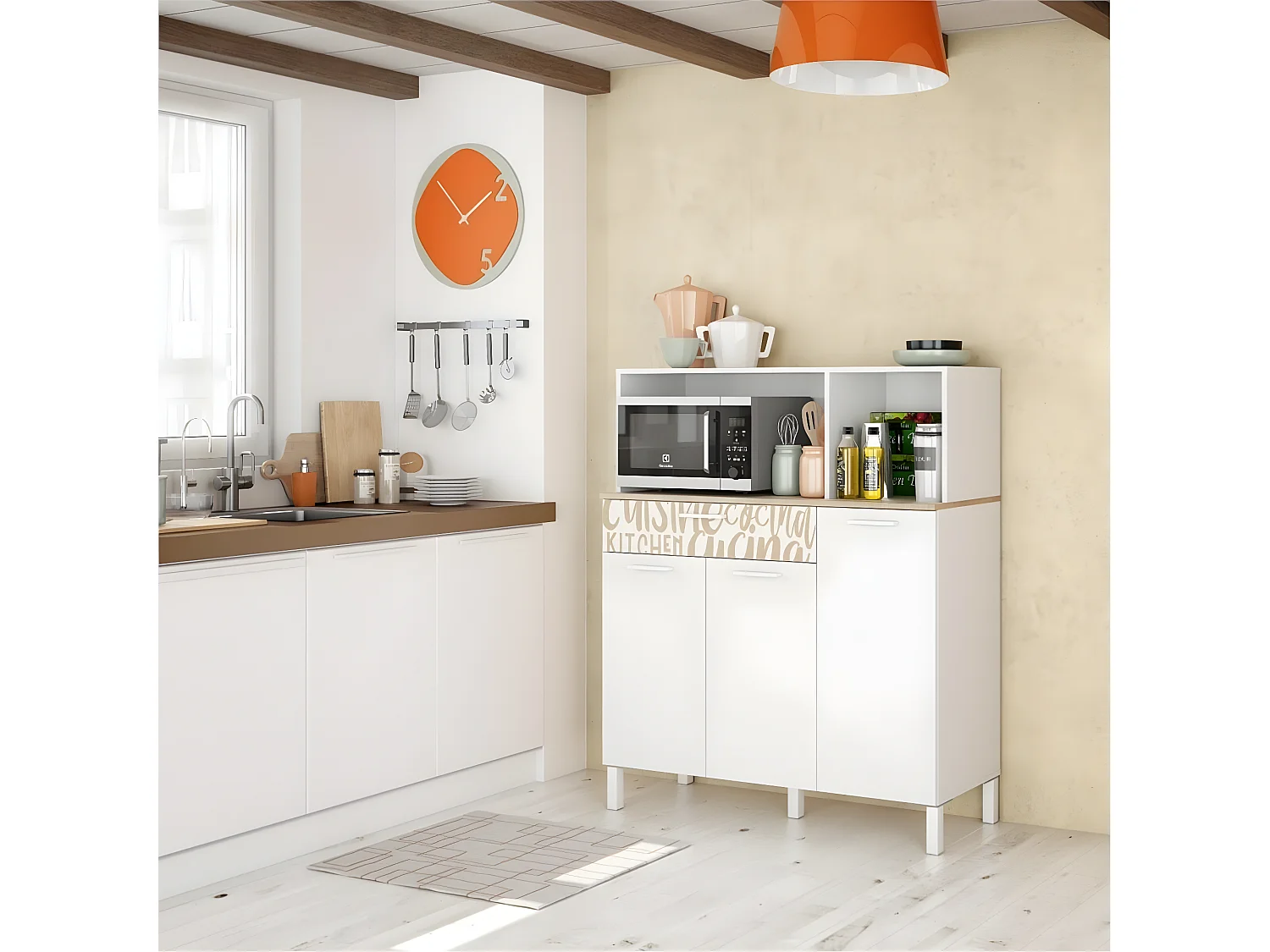 Buffet de cuisine 3 portes et 1 tiroir L108 x H126 cm