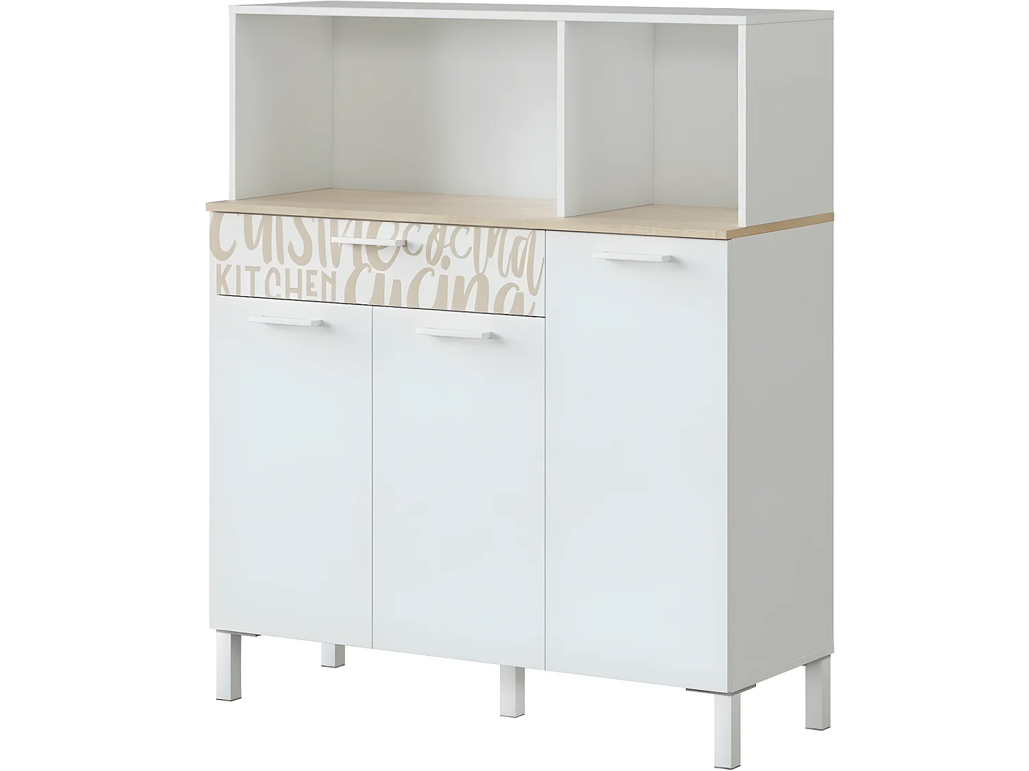 Buffet de cuisine 3 portes et 1 tiroir L108 x H126 cm