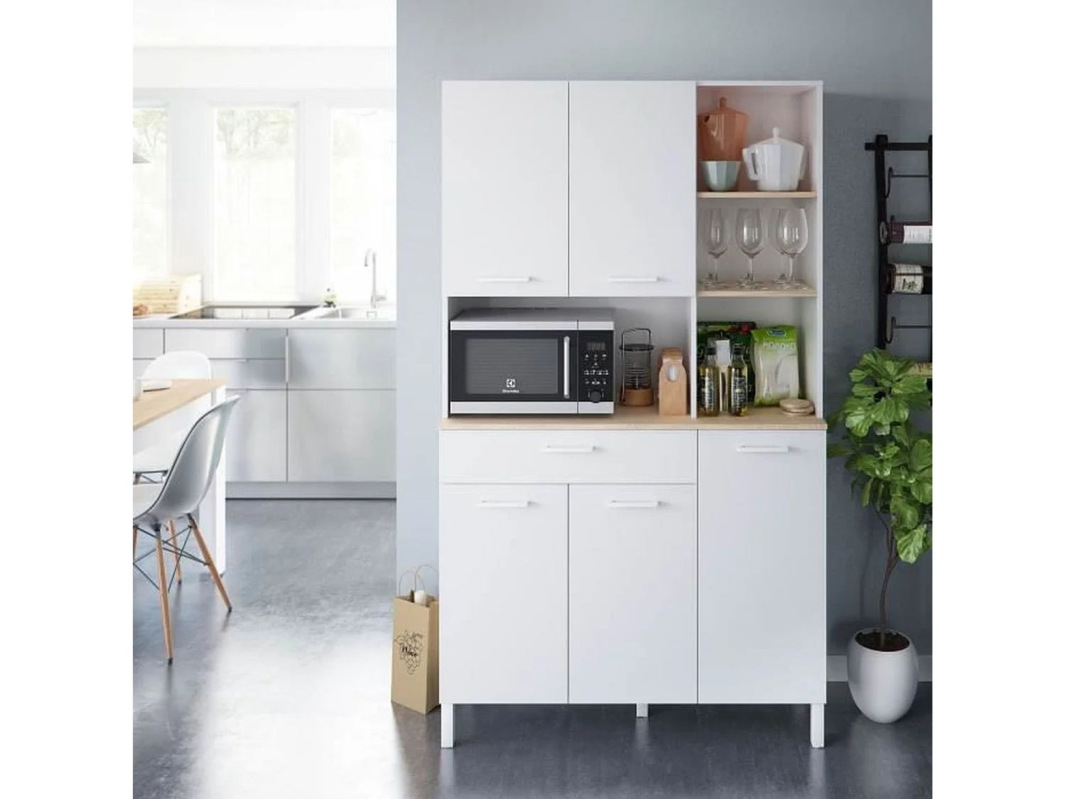 Highboard mit 5 Türen und 1 Schublade Kira - H186 cm