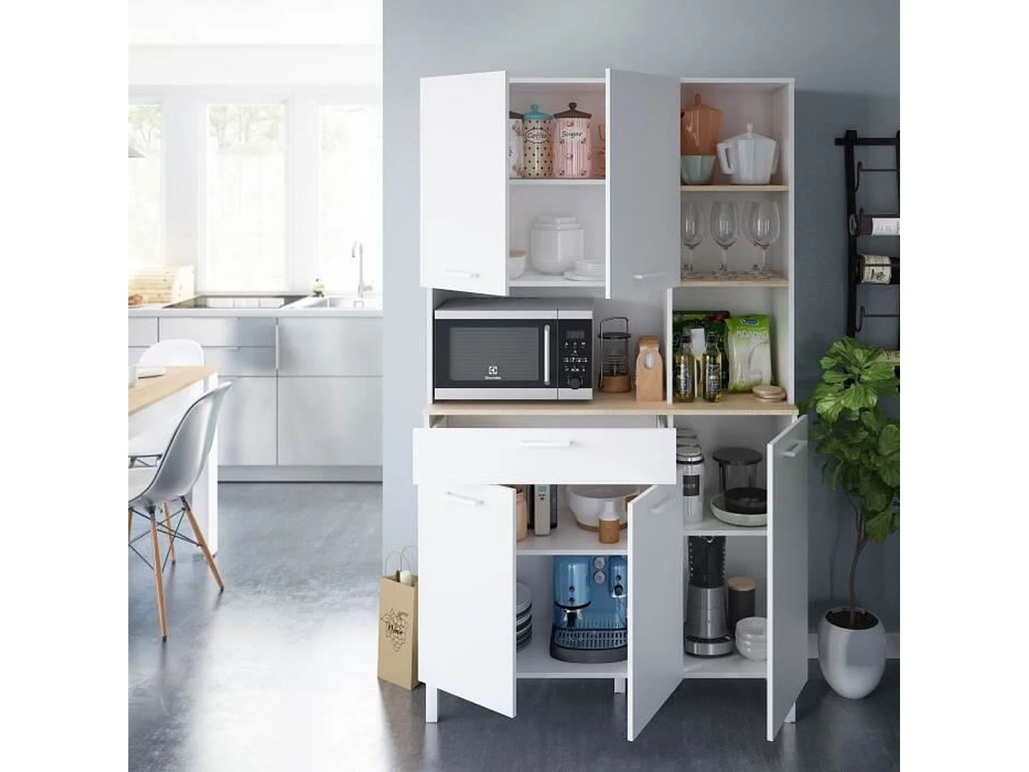 Highboard mit 5 Türen und 1 Schublade Kira - H186 cm