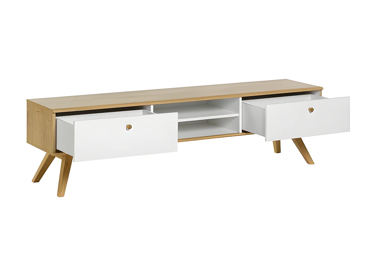 TV-meubel met 2 laden en centrale nissen - Nature