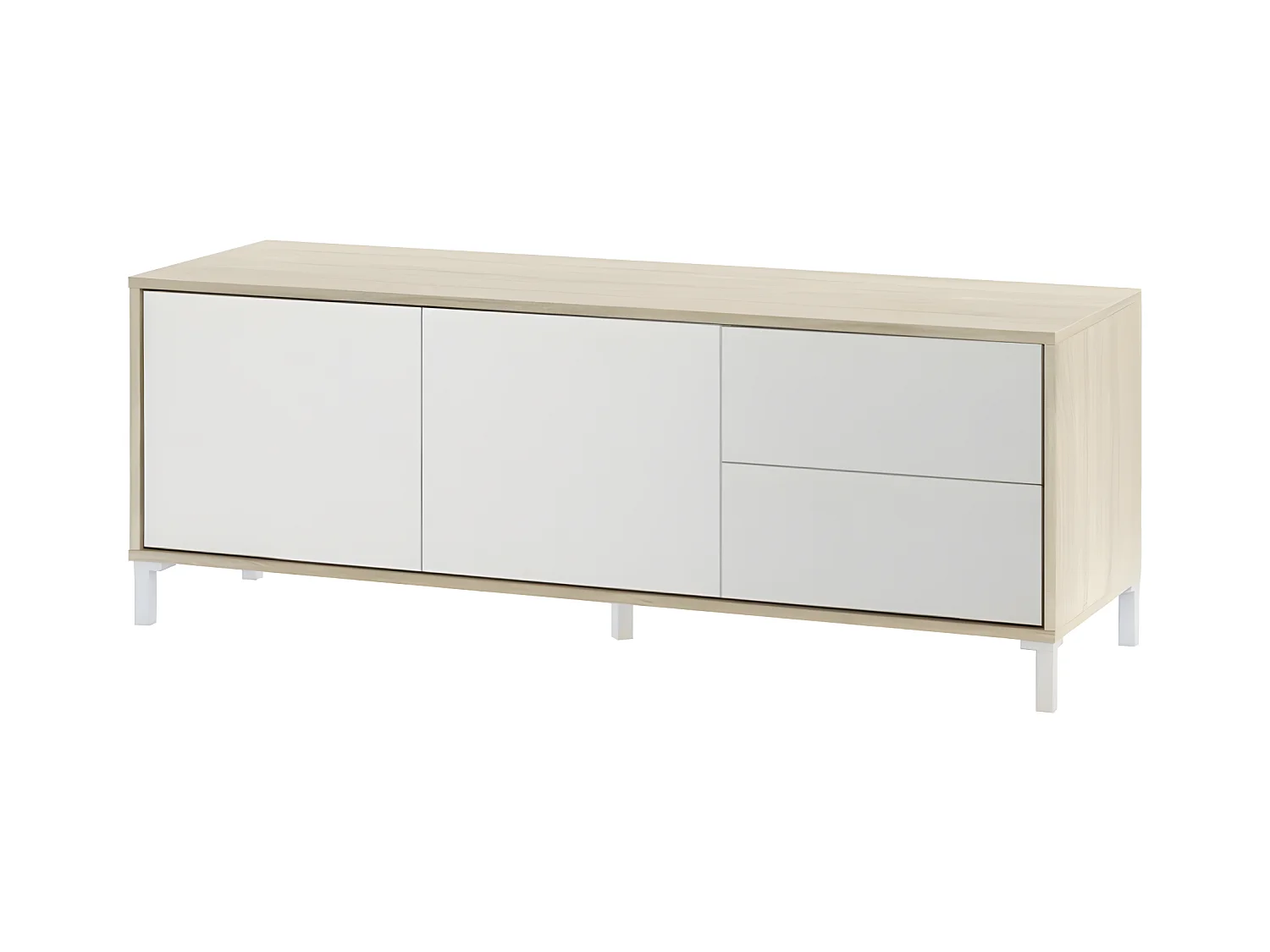 Meuble TV 2 portes et 2 tiroirs Brooklyn - L130 cm