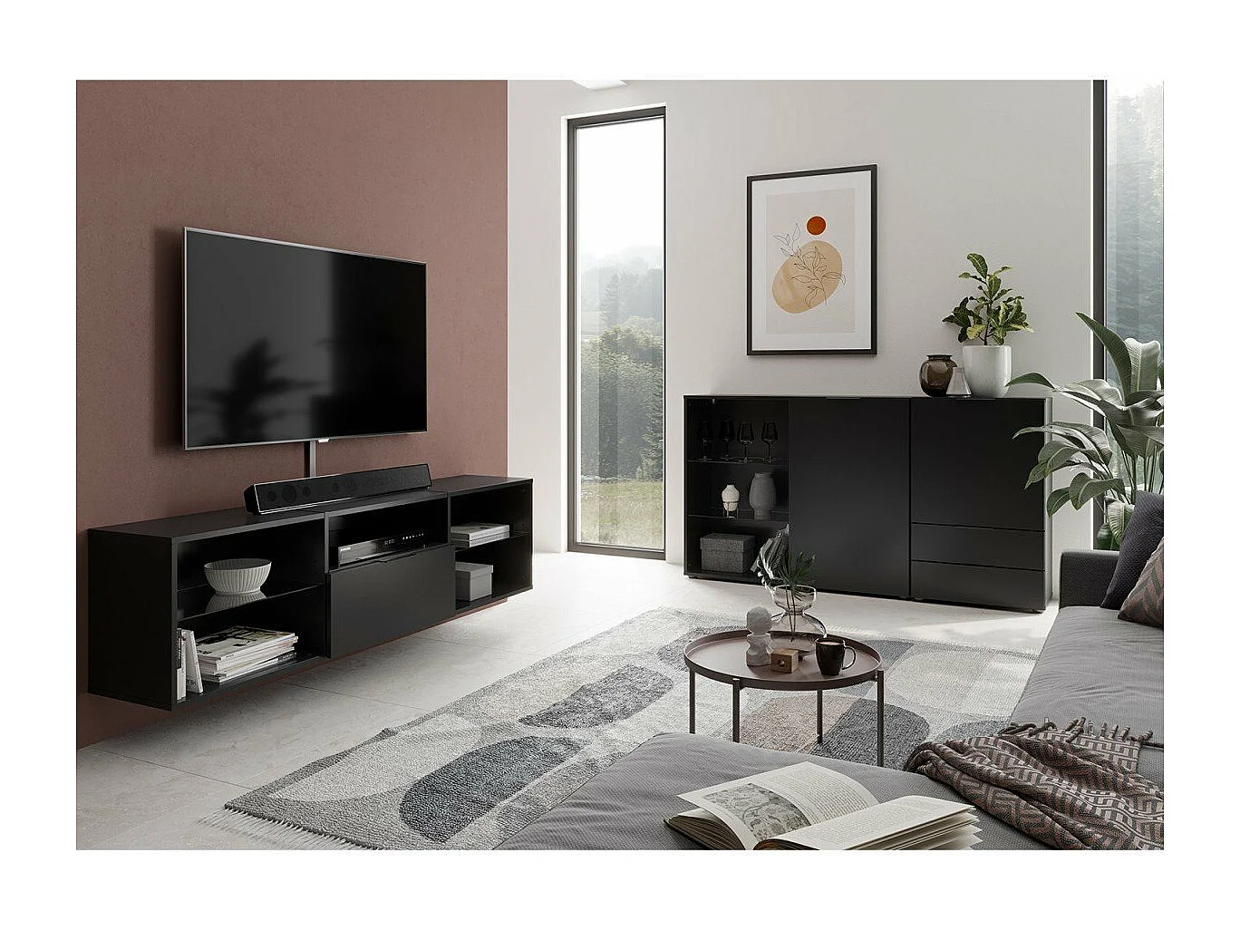 TV-Schrank 153,5x31,7x52 cm Schwarz