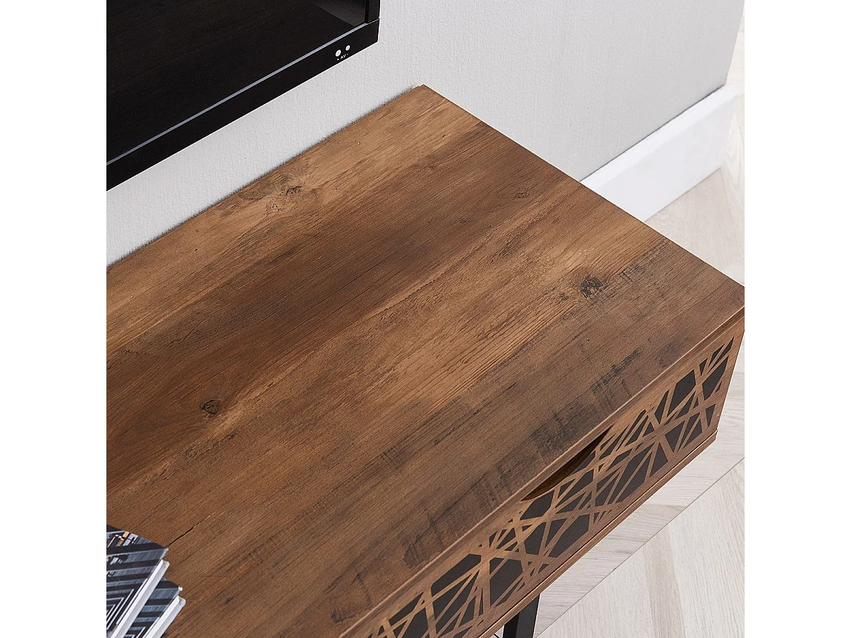 Mueble de TV effecto madera con 2 cajones y balda - Anaëlle