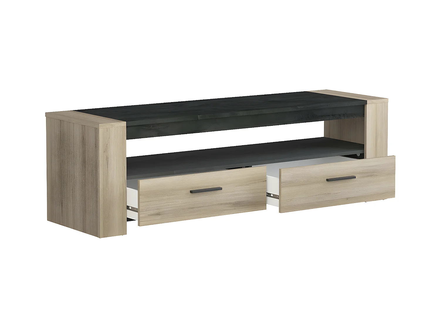 Meuble TV 2 Tiroirs et 1 Large Niche L151,7 cm - Sheffield