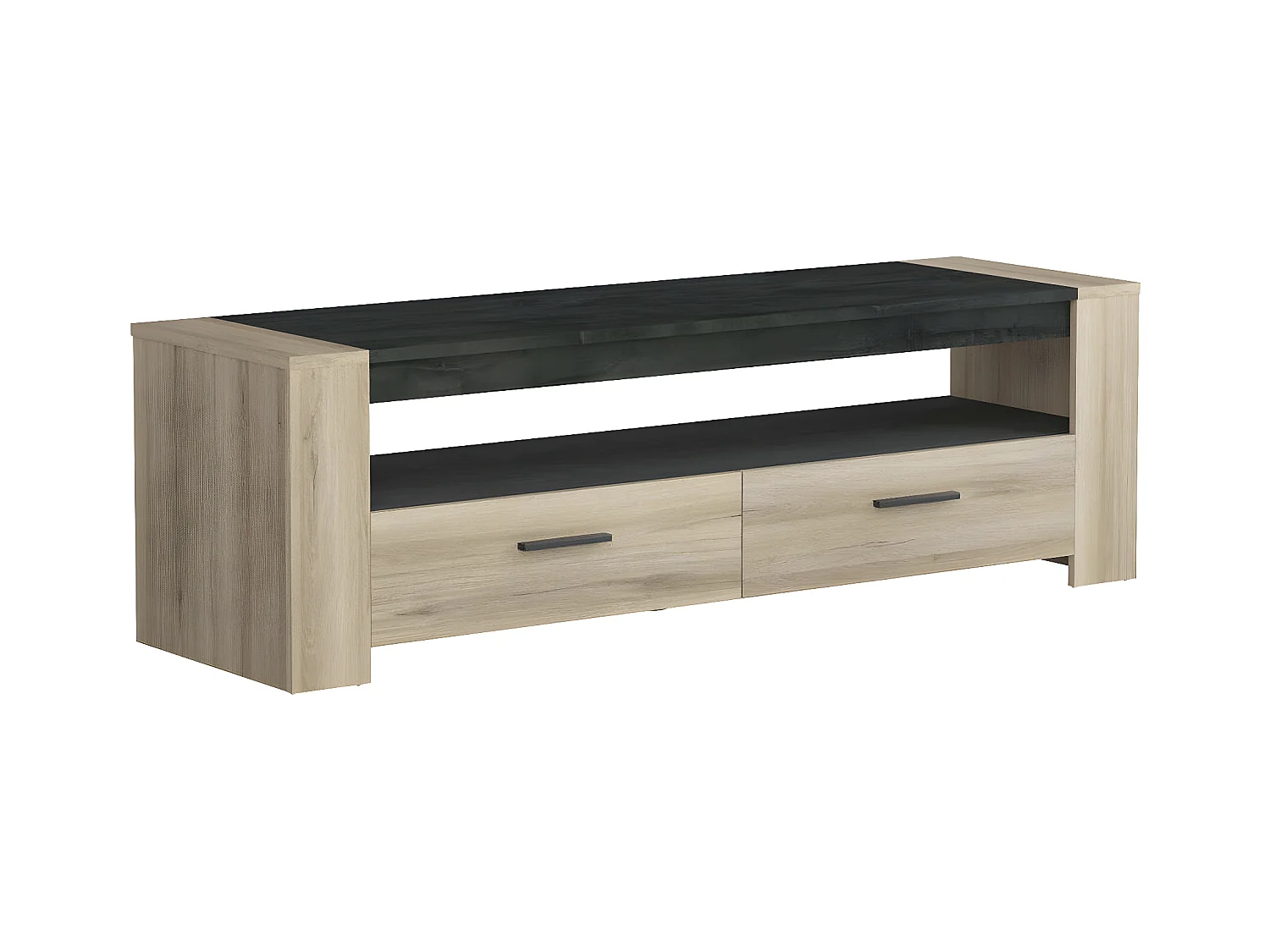 Meuble TV 2 Tiroirs et 1 Large Niche L151,7 cm - Sheffield