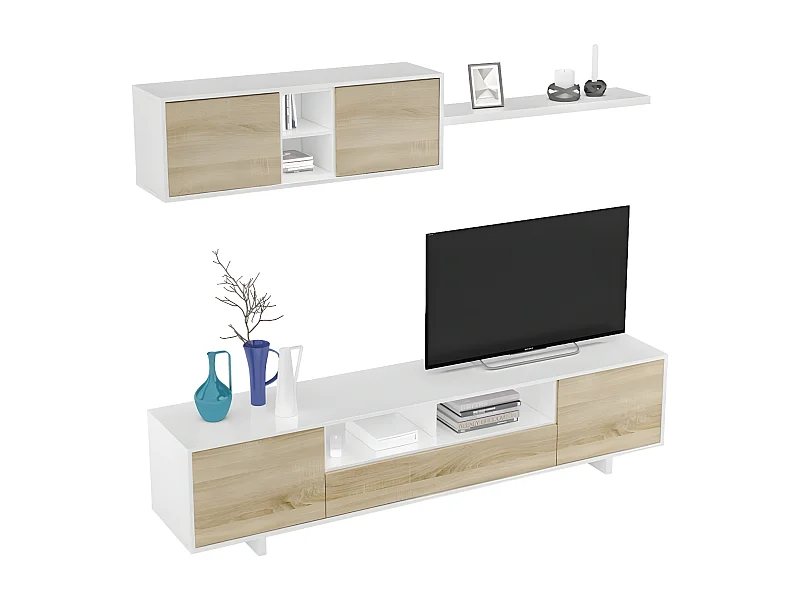 Composición Salón Belus blanco/roble claro 200 cm