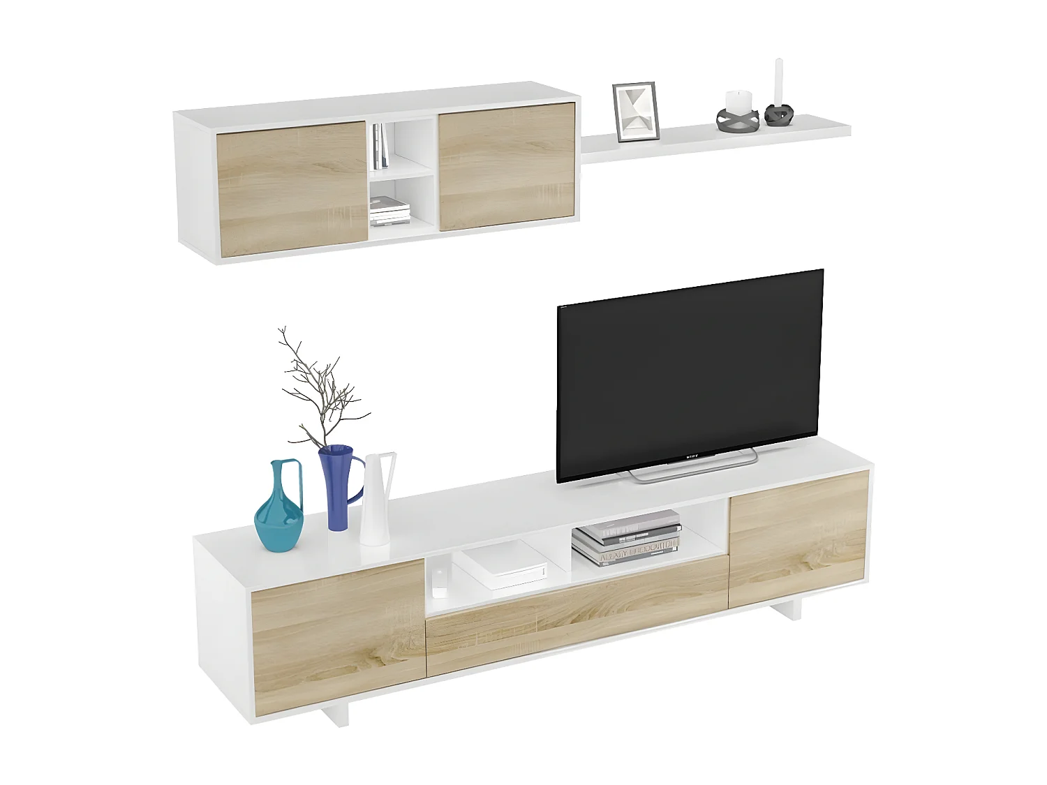 Mobiliário de sala de jantar Belus Blanco Brillo - Roble Canadian