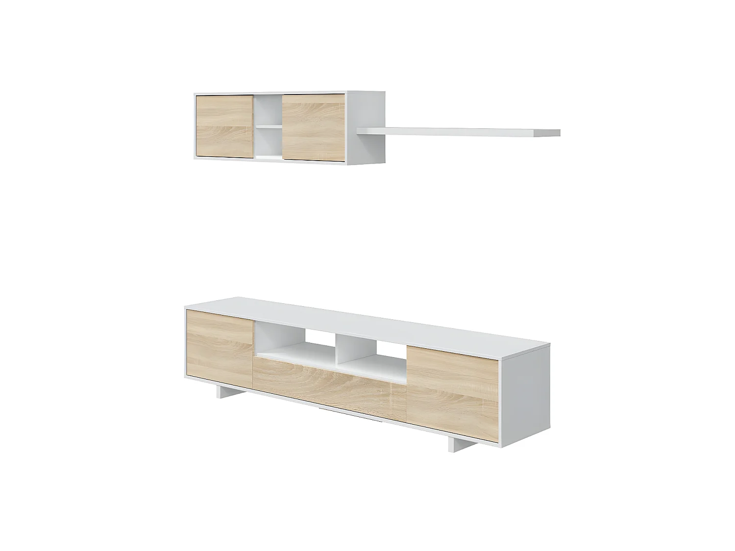 Mobiliário de sala de jantar Belus Blanco Brillo - Roble Canadian