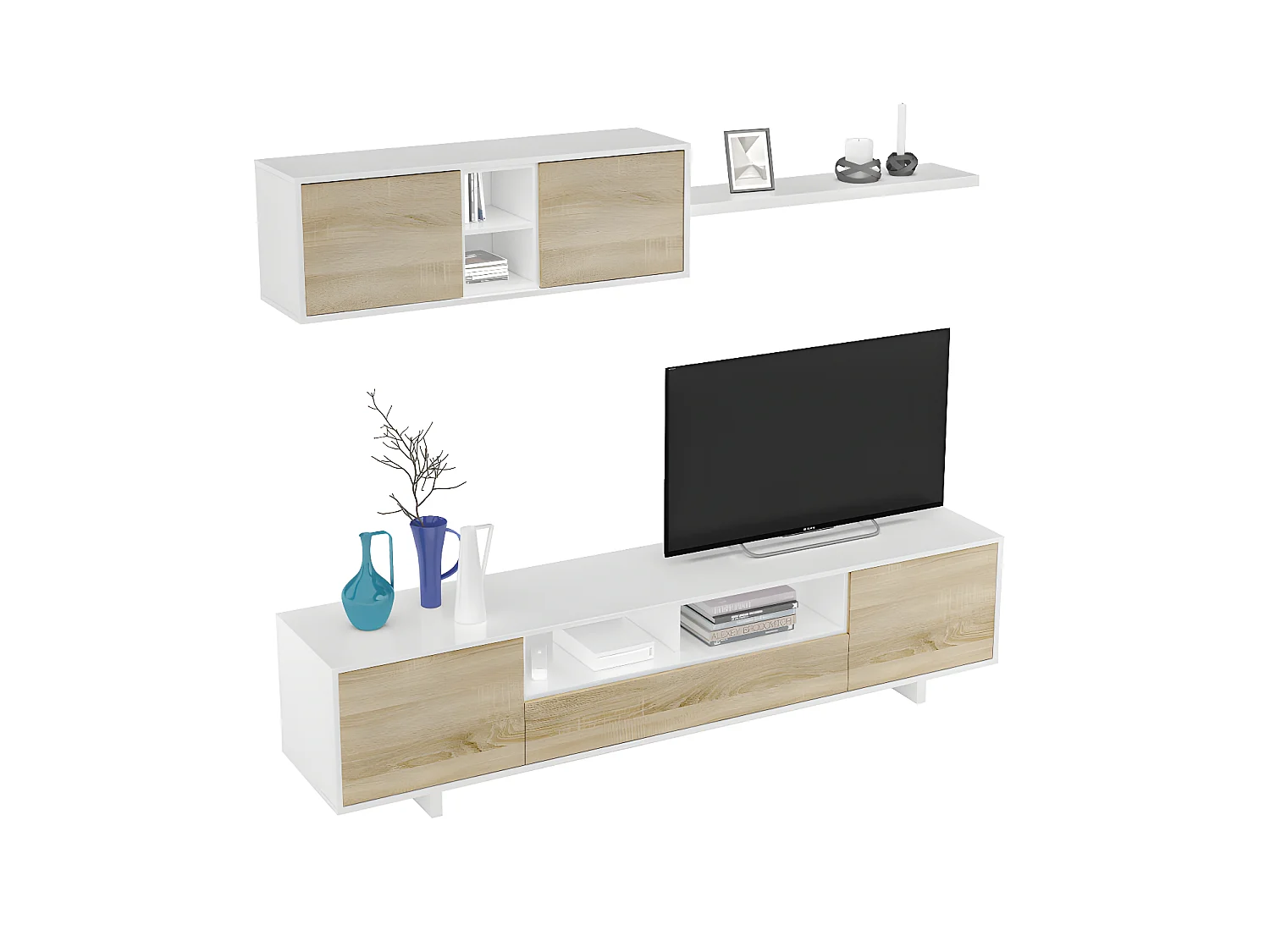 Mobiliário de sala de jantar Belus Blanco Brillo - Roble Canadian