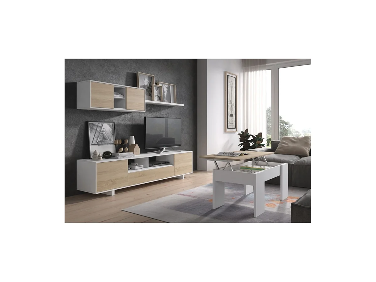 Salón Belus Blanco Brillo - Roble Canadian