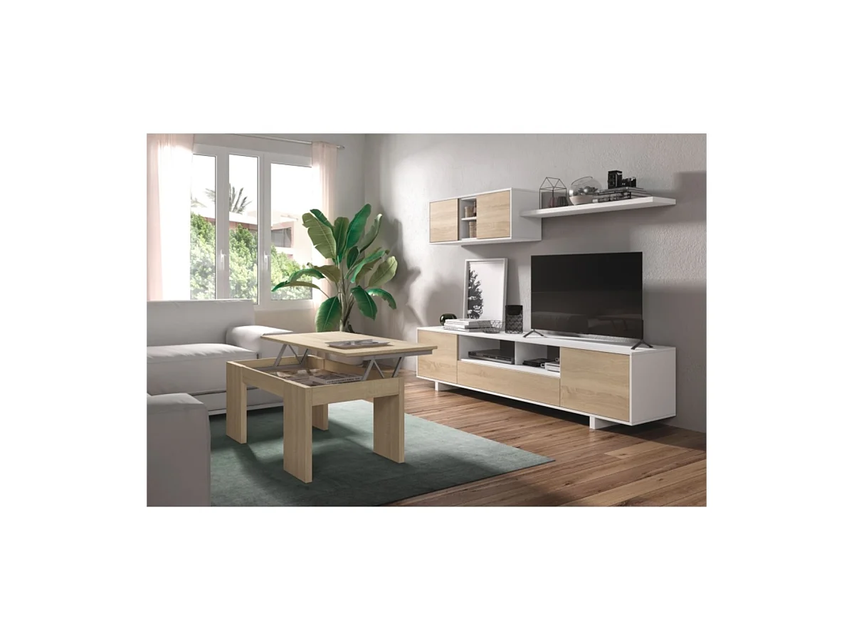 Salón Belus Blanco Brillo - Roble Canadian