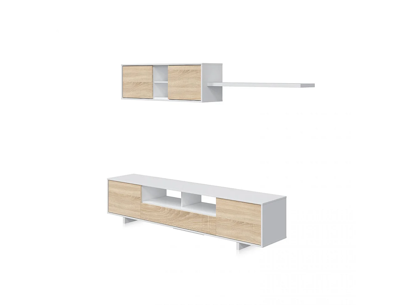 Salón Belus Blanco Brillo - Roble Canadian