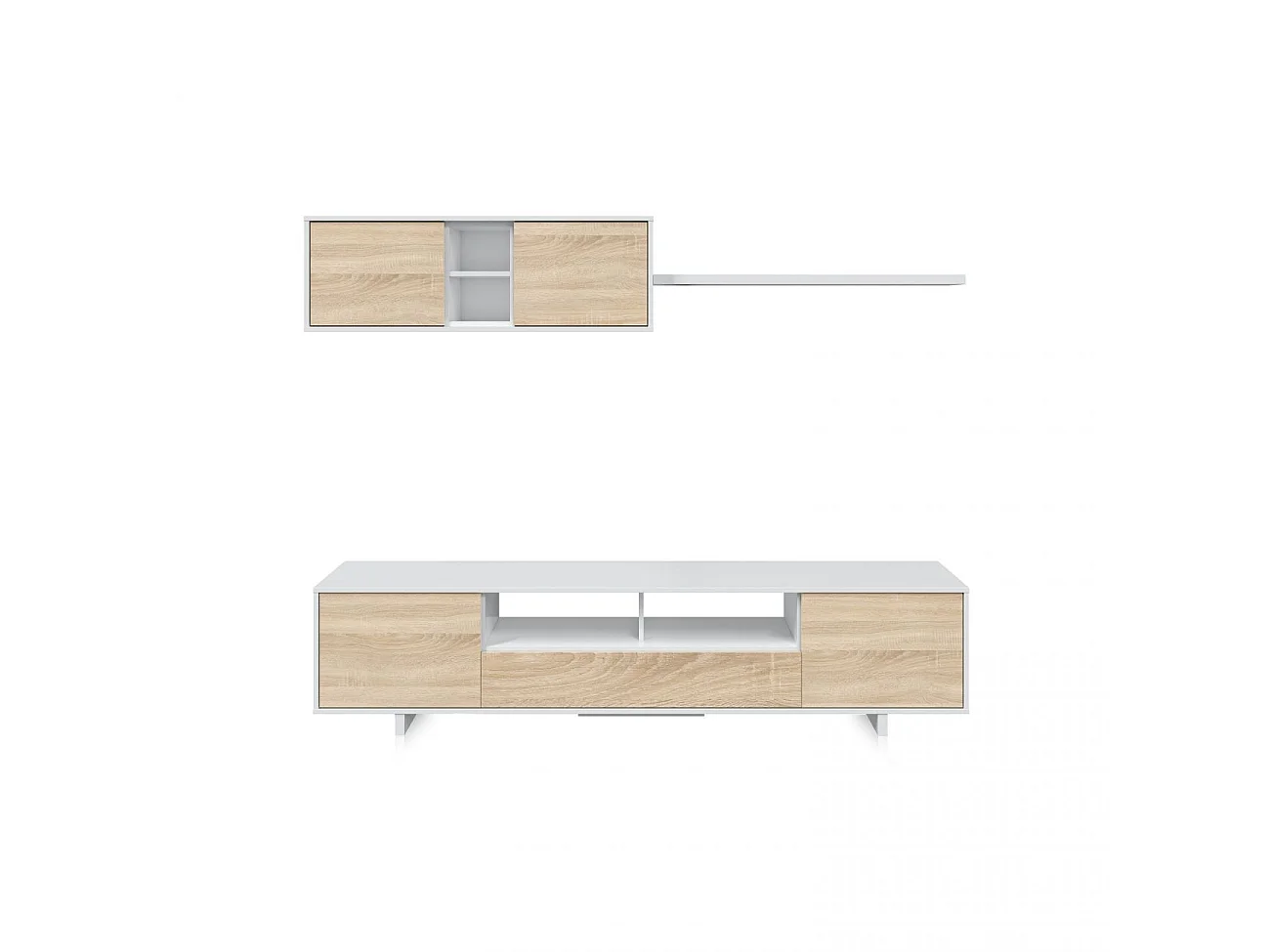 Salón Belus Blanco Brillo - Roble Canadian