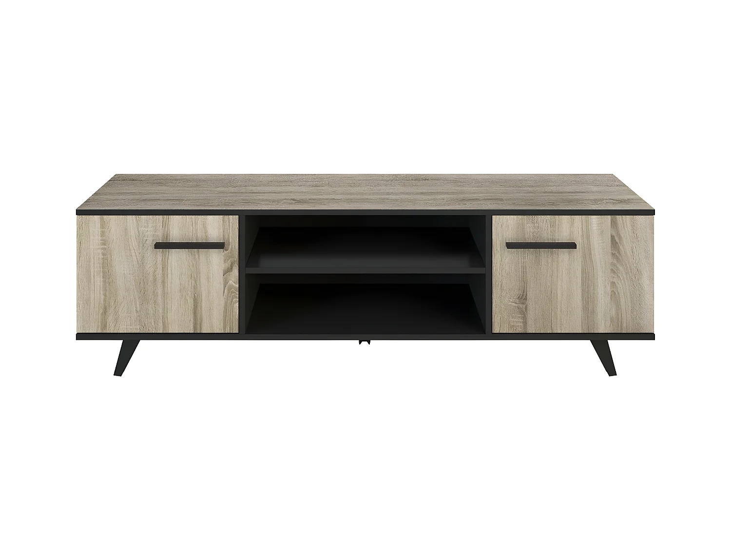Meuble TV 2 Portes et 2 Niches L151,4 cm - Wayne