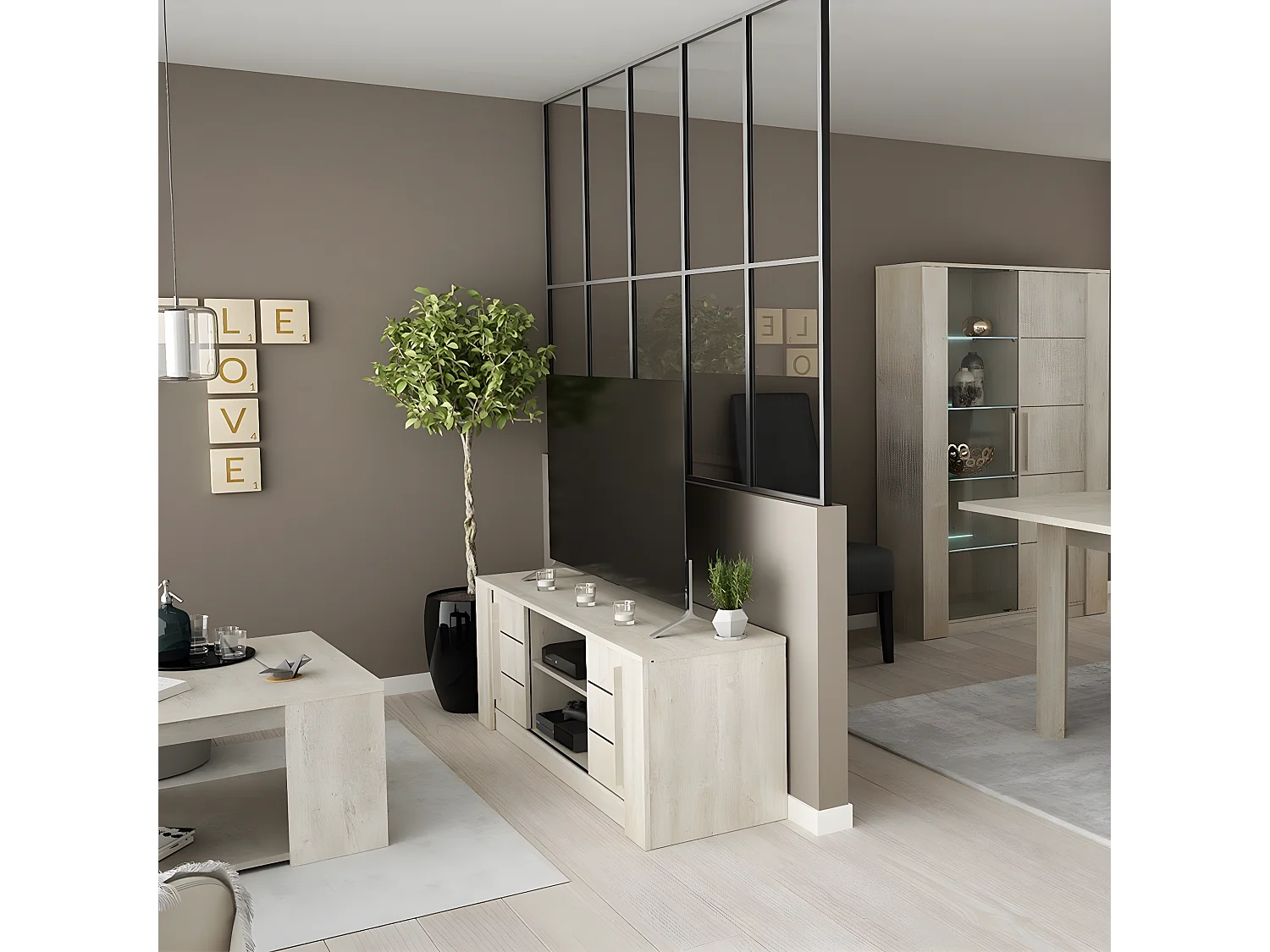 Meuble TV 2 Portes Coulissantes L150 cm - Antibes