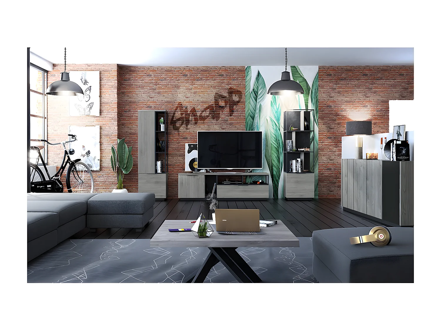 Meuble TV Hifi 1 porte 1 tiroir Snapp - Fabrication Française