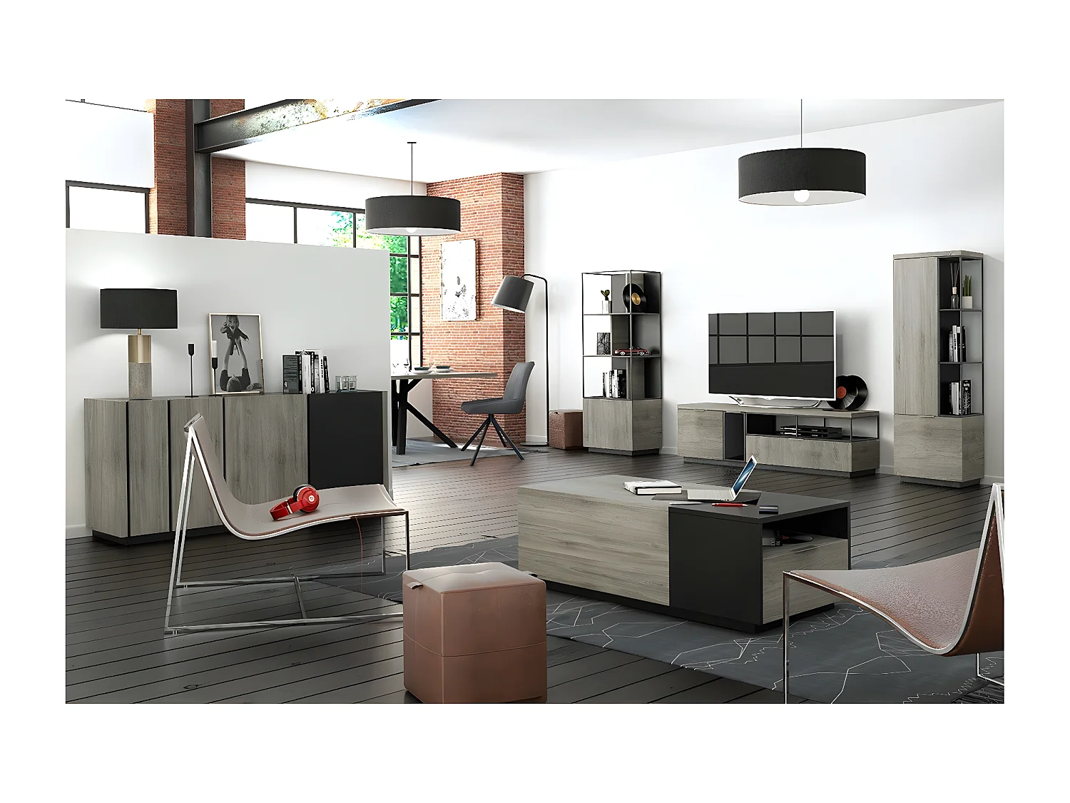 Meuble TV Hifi 1 porte 1 tiroir Snapp - Fabrication Française