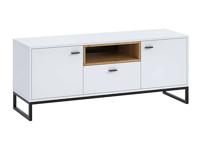Mueble TV Providence J102, Roble Artisan|Blanco, Número de puertas: 2.00, 135x55x40cm