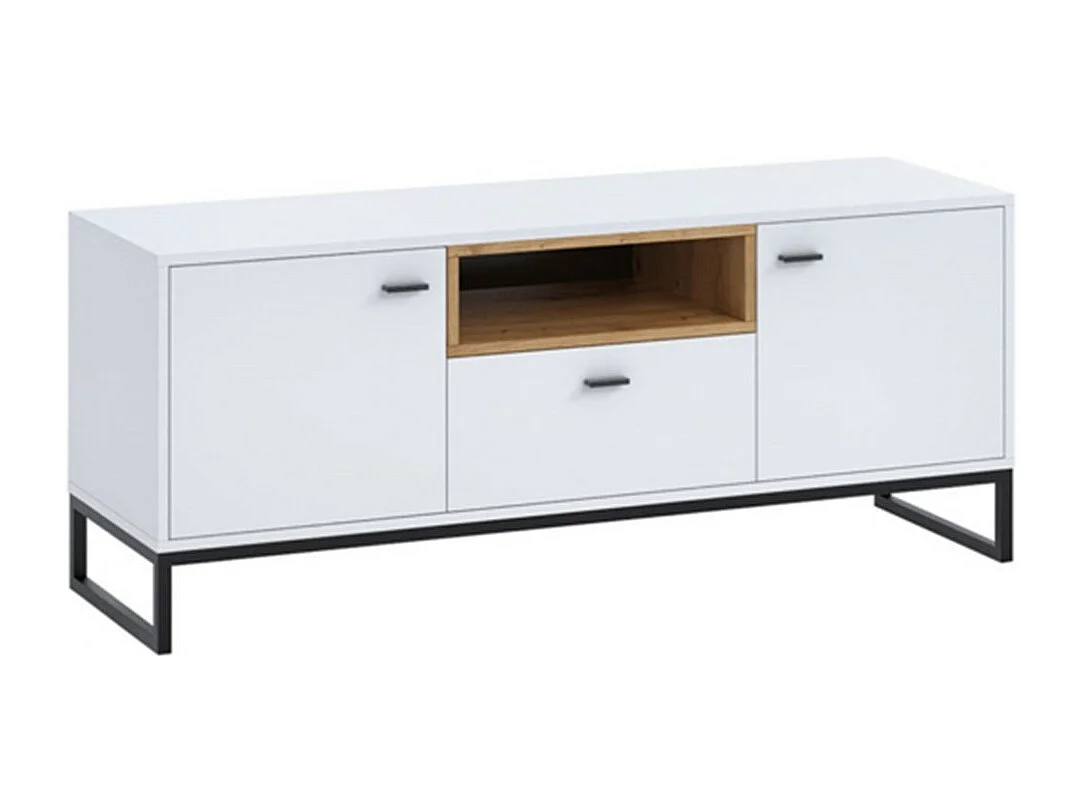 Mueble TV Providence J102, Roble Artisan|Blanco, Número de puertas: 2.00, 135x55x40cm