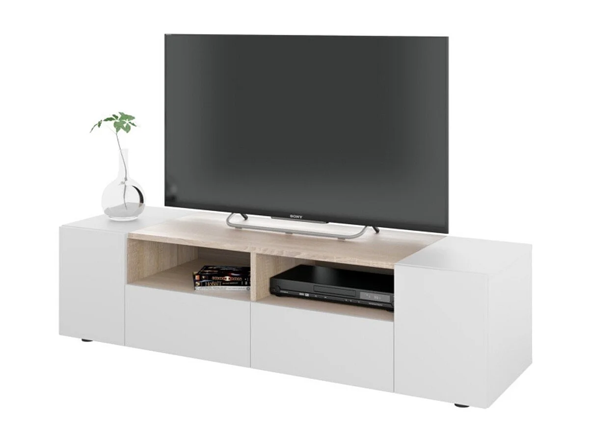 Mueble de TV con 4 puertas y 2 compartimentos de almacenamiento Tamiko - L138 cm