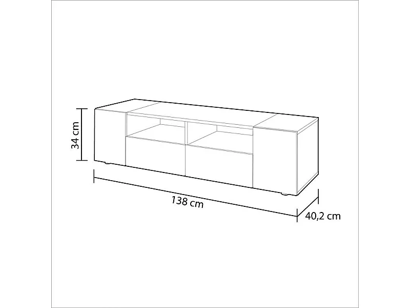 Mueble de TV con 4 puertas y 2 compartimentos de almacenamiento Tamiko - L138 cm