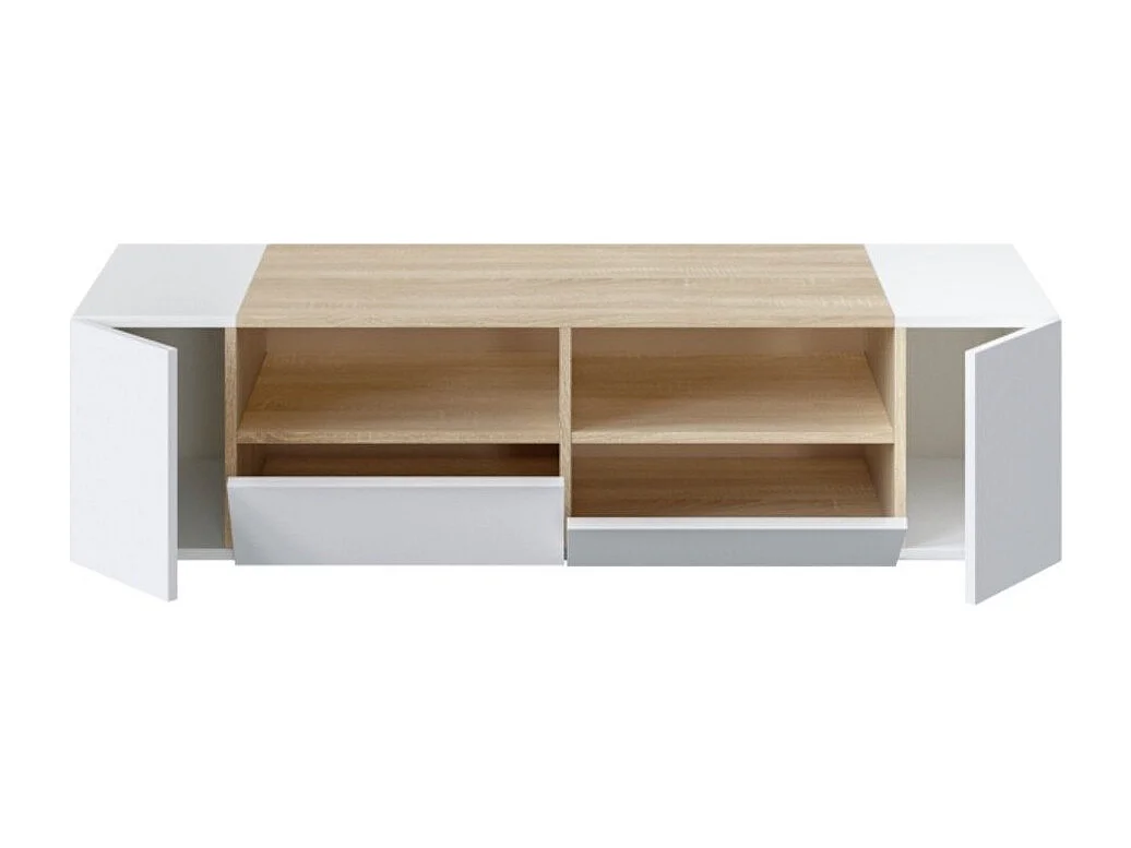 Meuble TV 4 portes et 2 niches de rangement Tamiko - L138 cm